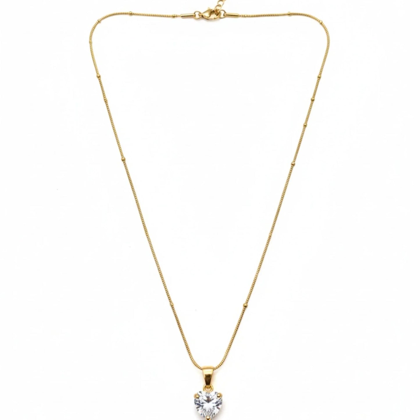 18K Gold Plated Heart Cut Zircon Solitaire Necklace - RACHIVA