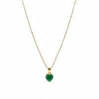 18K Gold Plated Green Heart Cut Zircon Solitaire Necklace - RACHIVA