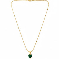 18K Gold Plated Green Heart Cut Zircon Solitaire Necklace - RACHIVA