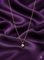 18K Gold Plated Minimal Round Zircon Solitaire Necklace - RACHIVA