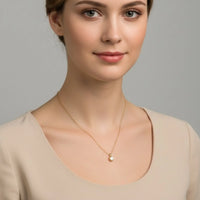 18K Gold Plated Minimal Round Zircon Solitaire Necklace - RACHIVA