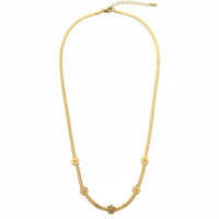 18K Gold Plated Floral Herringbone Chain Necklace - RACHIVA
