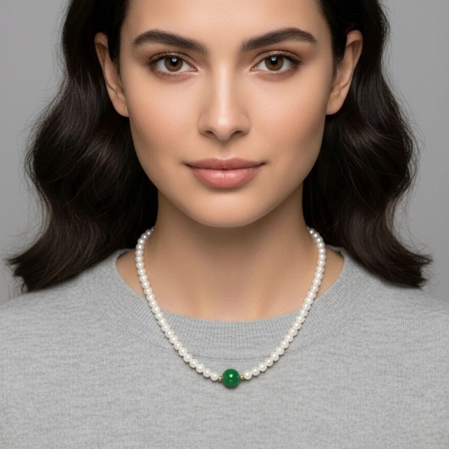 18K Gold Plated Green Center Pearl Necklace - RACHIVA