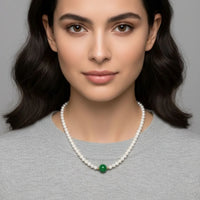 18K Gold Plated Green Center Pearl Necklace - RACHIVA