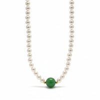 18K Gold Plated Green Center Pearl Necklace - RACHIVA