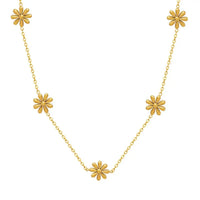 18K Gold Plated Floral Station Necklace - RACHIVA