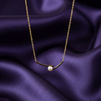 18K Gold Plated Minimal Pearl Curve Necklace - RACHIVA