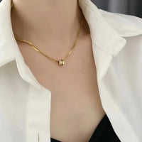 18K Gold Plated Layered Dual Chain Zircon Pendant Necklace - RACHIVA