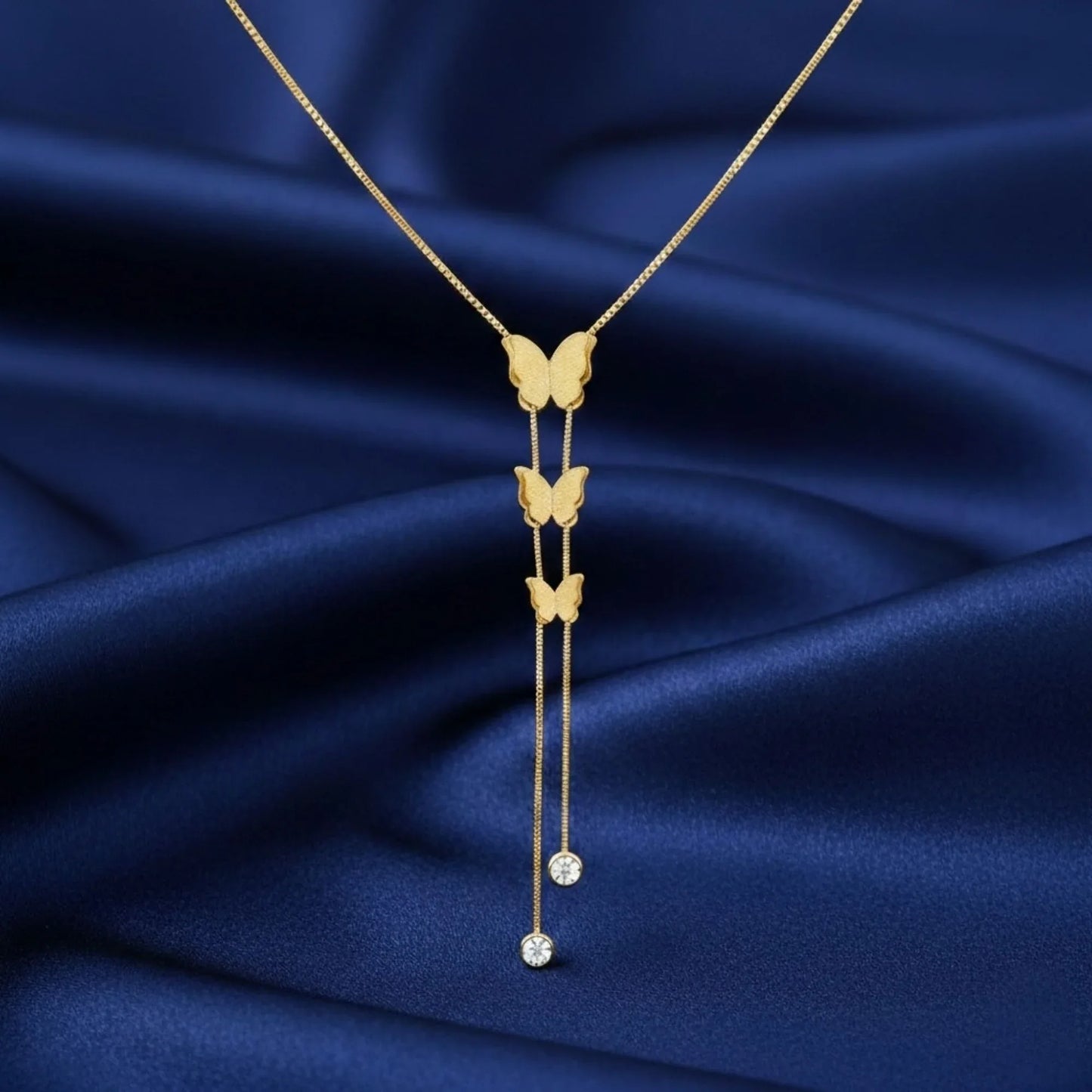 18K Gold Plated Butterfly Drop Zircon Necklace - RACHIVA