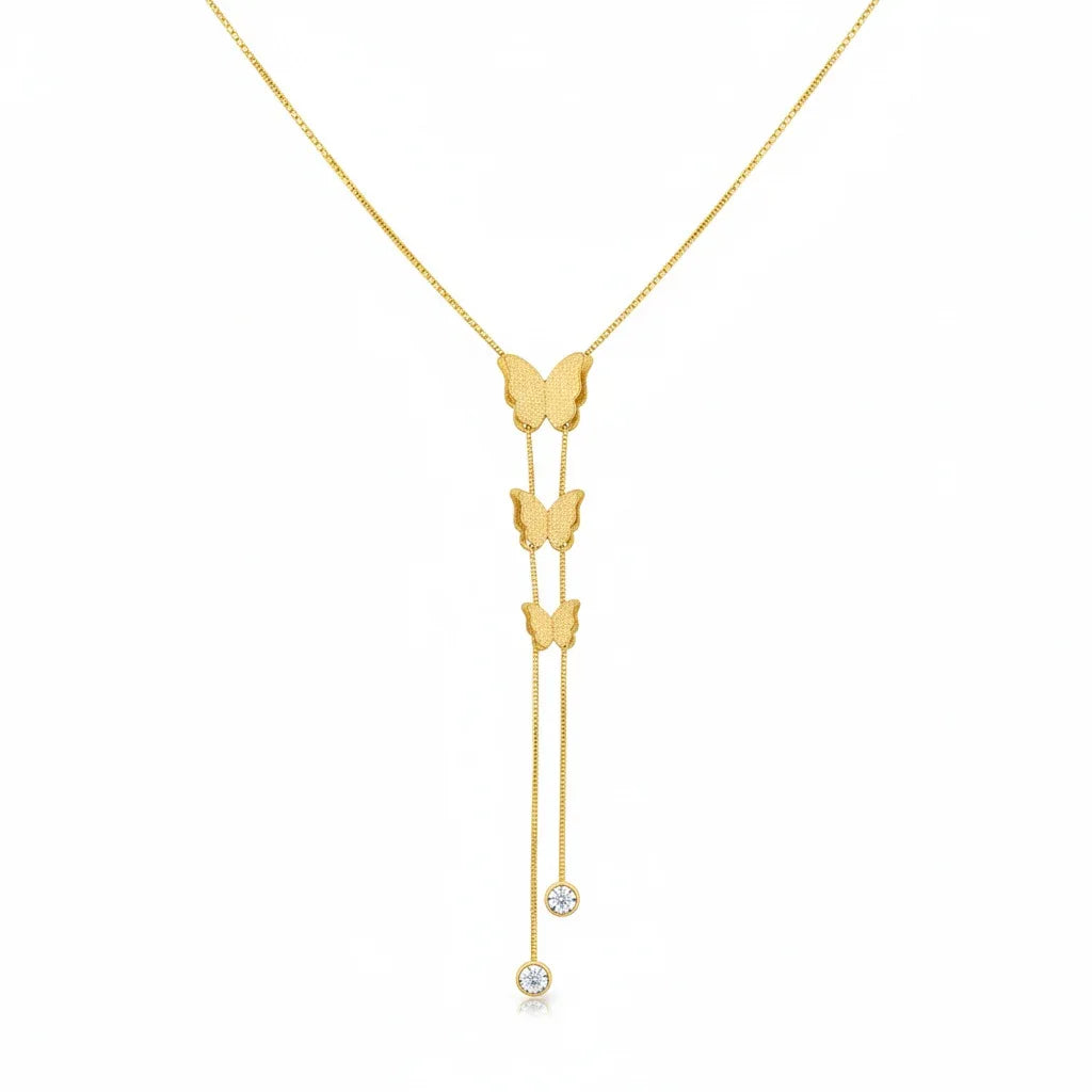 18K Gold Plated Butterfly Drop Zircon Necklace - RACHIVA