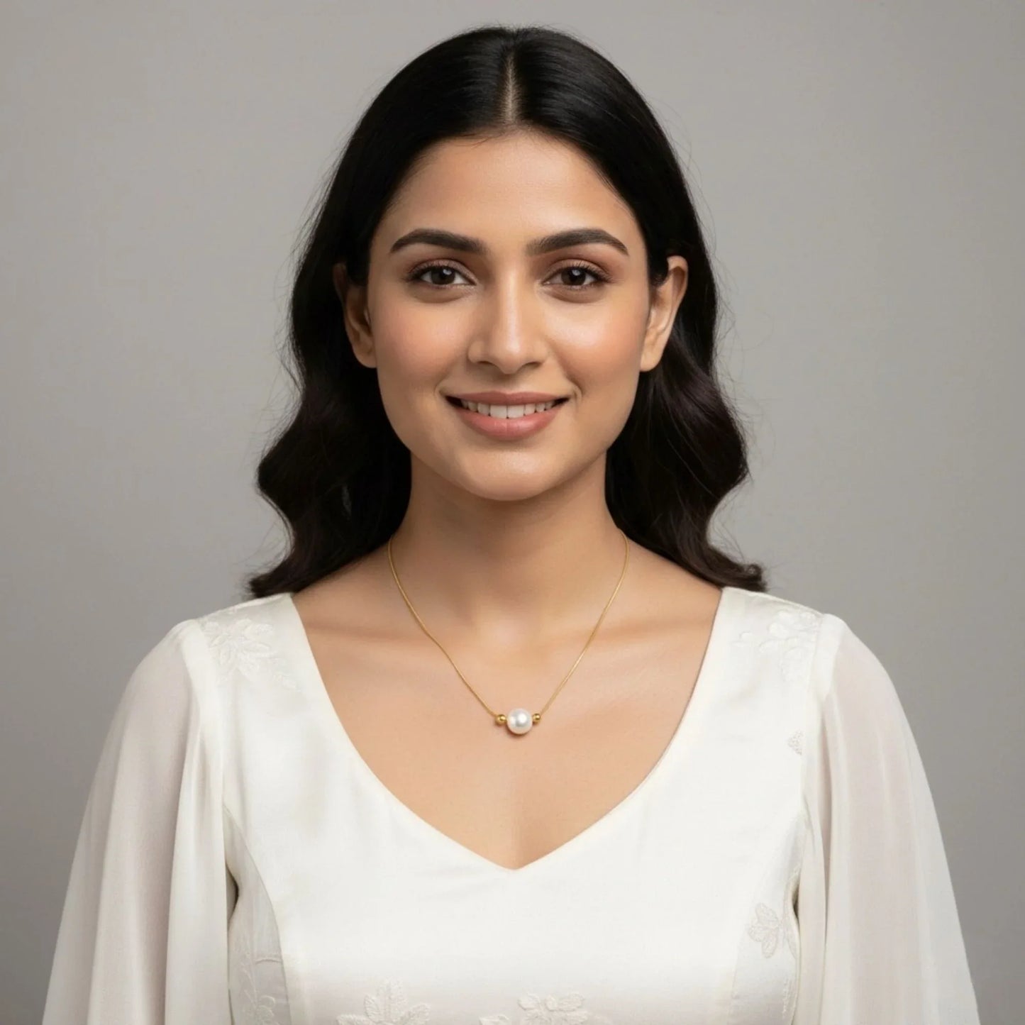 18K Gold Plated Minimal Pearl Bead Necklace - RACHIVA