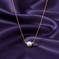 18K Gold Plated Minimal Pearl Bead Necklace - RACHIVA