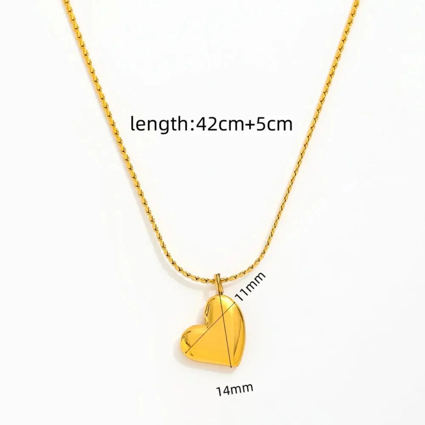 18K Gold Plated Bold Puffy Heart Pendant Necklace - RACHIVA