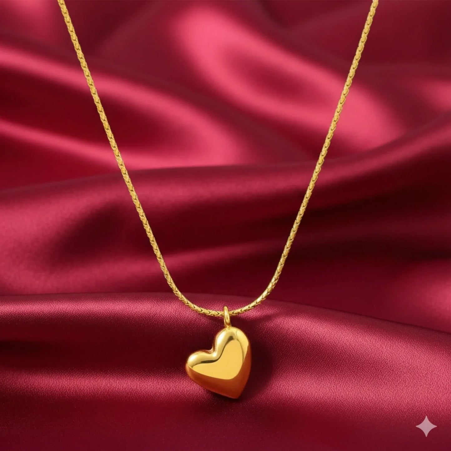 18K Gold Plated Bold Puffy Heart Pendant Necklace - RACHIVA
