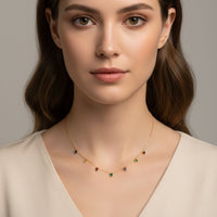 18K Gold Plated Multi Colour Heart Charm Necklace