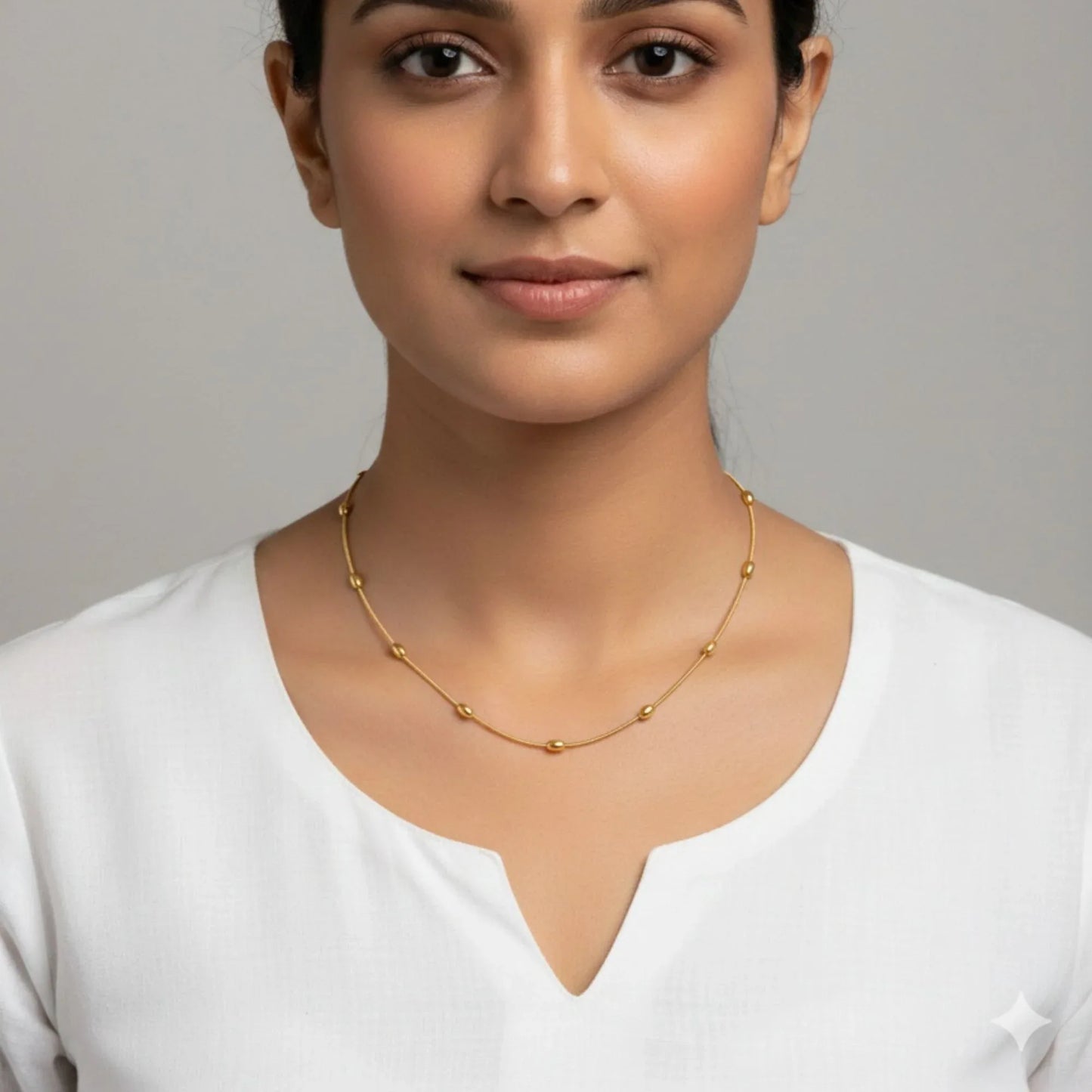 18K Gold Plated Minimal Gold Beaded Chain Necklace - RACHIVA