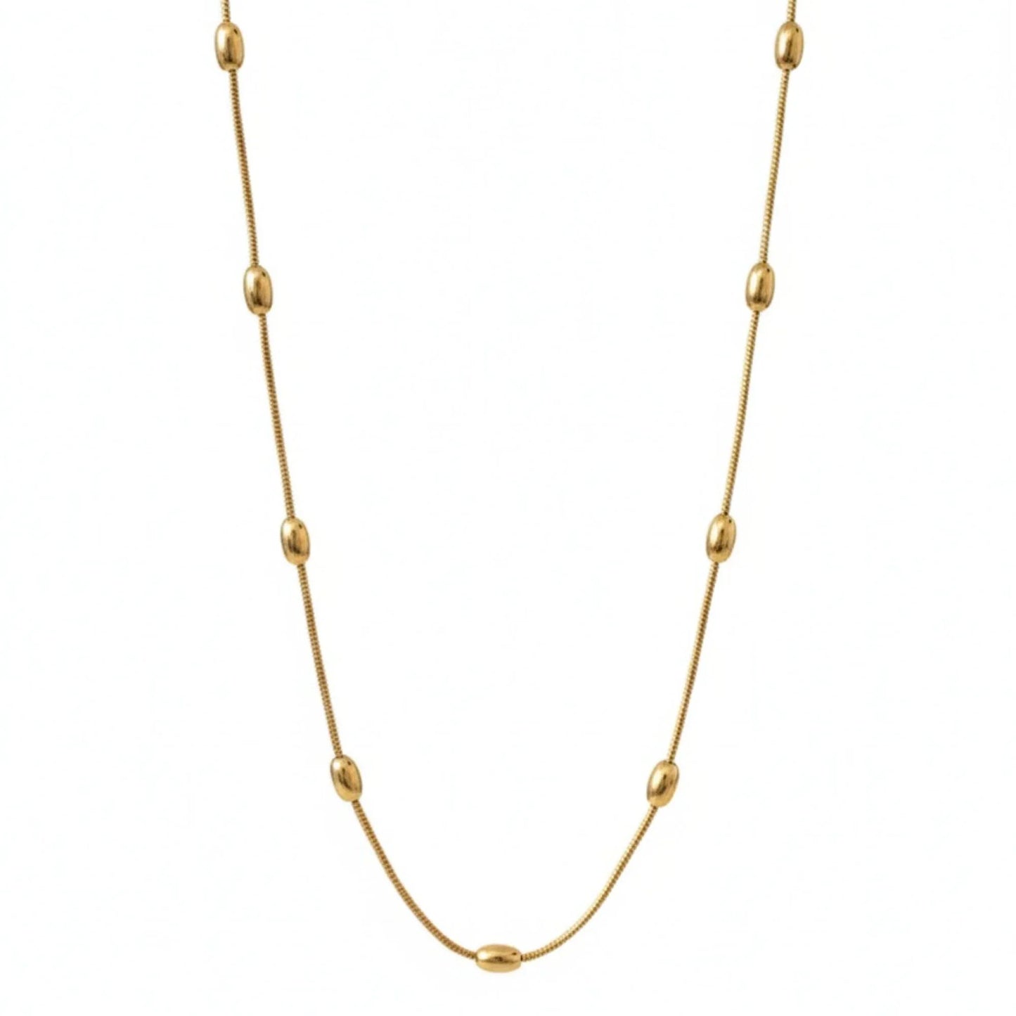 18K Gold Plated Minimal Gold Beaded Chain Necklace - RACHIVA