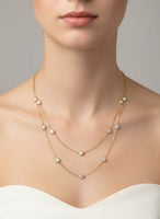 18K Gold Plated Double Layer Zircon Station Necklace - RACHIVA