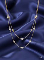 18K Gold Plated Double Layer Zircon Station Necklace - RACHIVA