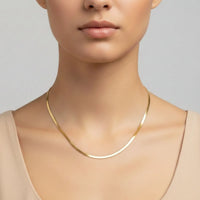 18K Gold Plated Classic Herringbone Chain Necklace - RACHIVA