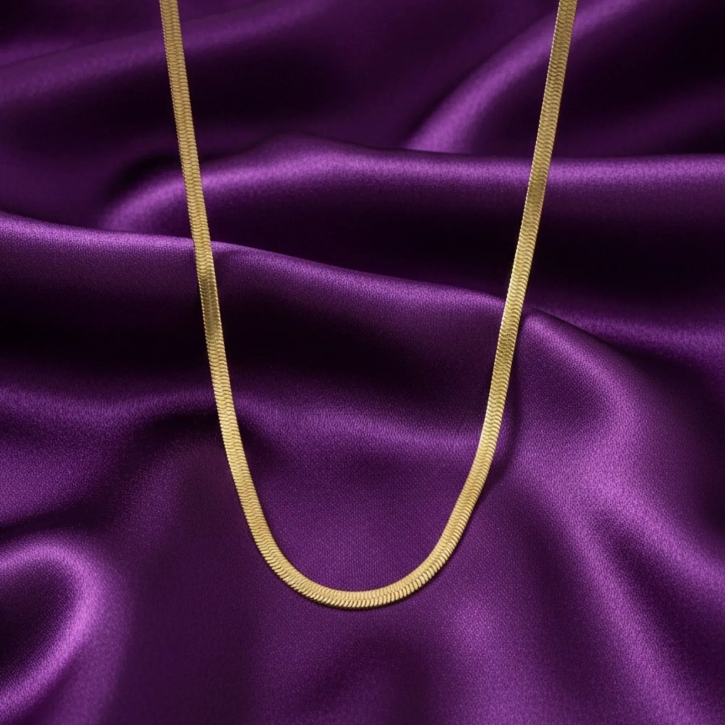 18K Gold Plated Classic Herringbone Chain Necklace - RACHIVA