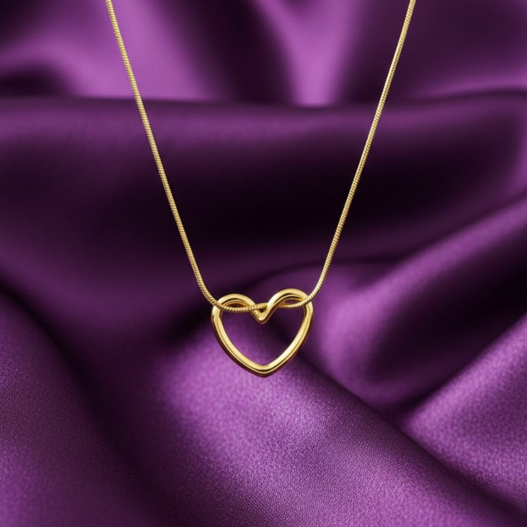 18K Gold Plated Open Heart Minimal Pendant Necklace