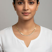 18K Gold Plated Zircon Studded Herringbone Necklace