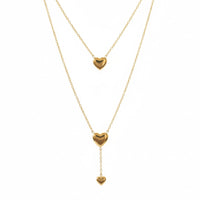 18K Gold Plated Layered Heart Drop Necklace