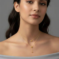 18K Gold Plated Layered Heart Drop Necklace