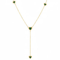18K Gold Plated Emerald Heart Drop Necklace