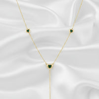 18K Gold Plated Emerald Heart Drop Necklace