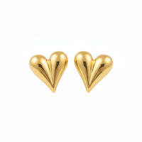 18K Gold Plated Puffy Heart Stud Earrings - RACHIVA