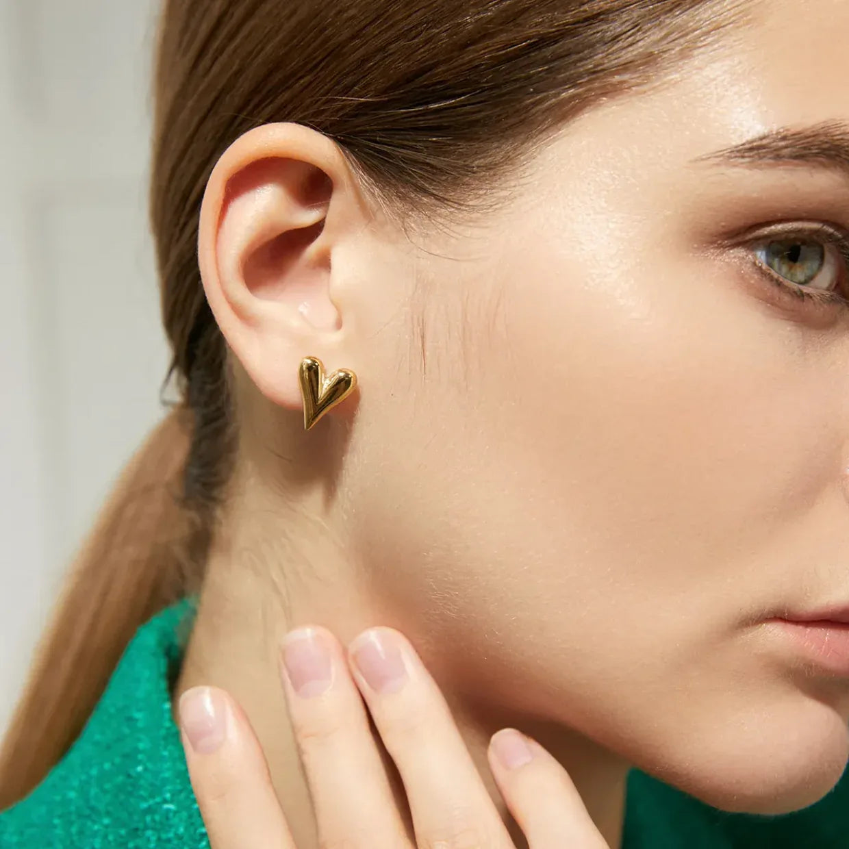 18K Gold Plated Puffy Heart Stud Earrings - RACHIVA