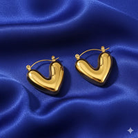 18K Gold Plated Puffy Heart Hoop Earrings - RACHIVA