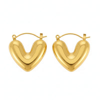 18K Gold Plated Puffy Heart Hoop Earrings - RACHIVA
