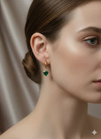 18K Gold Plated Green Heart Drop Hoop Earrings - RACHIVA