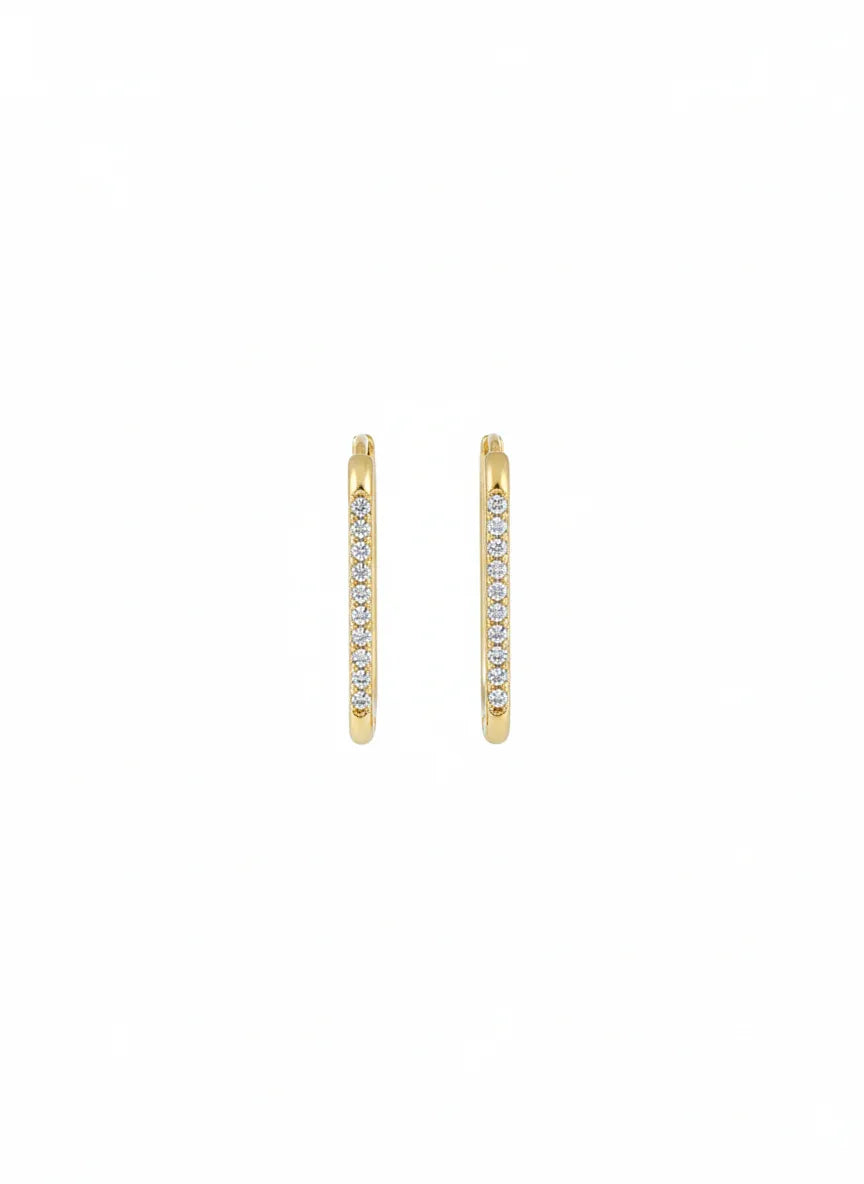 18K Gold Plated Rectangular Zircon Hoop Earrings - RACHIVA