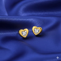 18K Gold Plated Heart Zircon Stud Earrings - RACHIVA