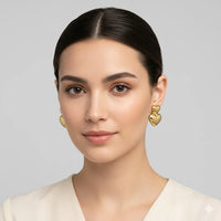 18K Gold Plated Double Heart Stud Earrings - RACHIVA