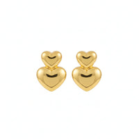 18K Gold Plated Double Heart Stud Earrings - RACHIVA