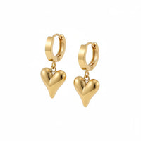 18K Gold Plated Puffy Heart Drop Earrings - RACHIVA