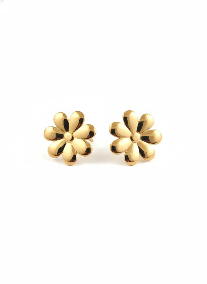 18K Gold Plated Daisy Flower Stud Earrings - RACHIVA