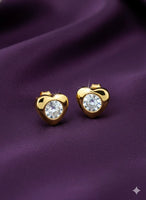 18K Gold Plated Heart Zircon Solitaire Stud Earrings - RACHIVA