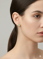 18K Gold Plated Heart Zircon Solitaire Stud Earrings - RACHIVA