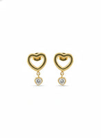 18K Gold Plated Double Heart Drop Zircon Earrings - RACHIVA