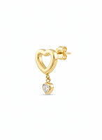 18K Gold Plated Double Heart Drop Zircon Earrings - RACHIVA