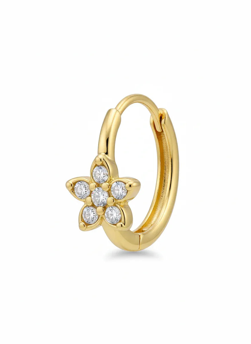 18K Gold Plated Floral Zircon Hoop Earrings - RACHIVA