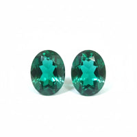 18K Gold Plated Oval Green Zircon Stud Earrings