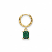 18K Gold Plated Emerald-Cut Green Zircon Rectangle Drop Hoop Earrings - RACHIVA