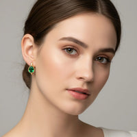 18K Gold Plated Green Zircon Pear Huggie Earrings - RACHIVA